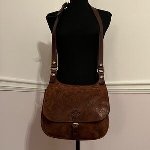 Patricia Nash Tan Peruvian Fields Nappa Etched Floral London Crossbody